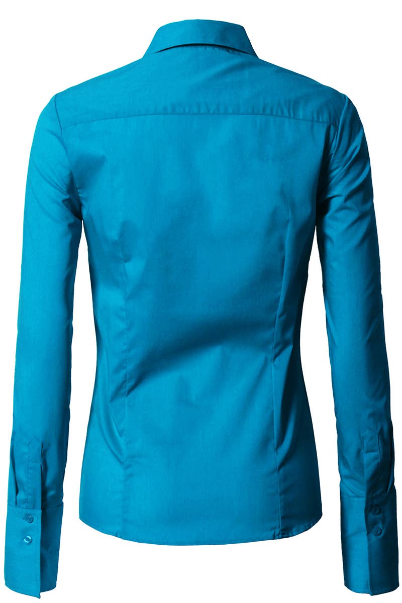 LADIES CASUAL LONG SLEEVE BUTTON UP SHIRT_CWTDSL027