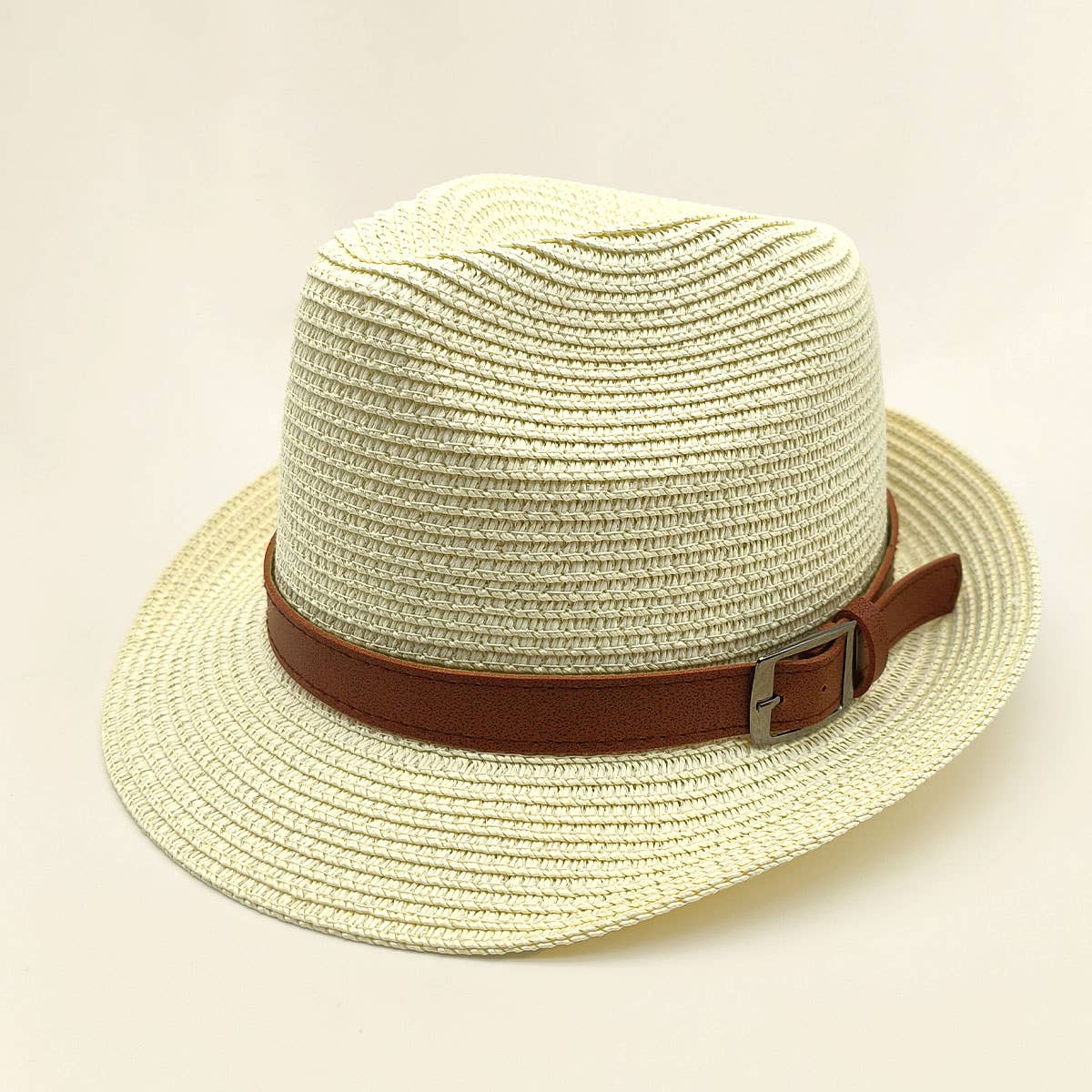 DANDY BELT SUMMER STRAW FEDORA HAT_CWAH0450