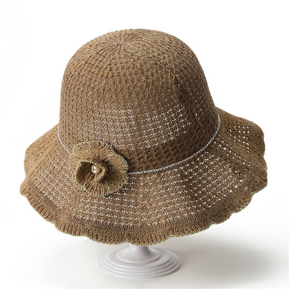 WAVY EDGE FLOWER HOLLOW SUNSHADE FISHERMAN HAT_CWAH1453