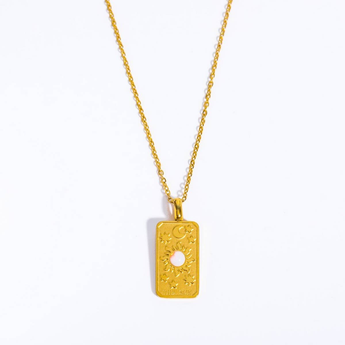 STAINLESS STEEL 3D RELIEF OPAL PENDANT NECKLACE_CWMM3908