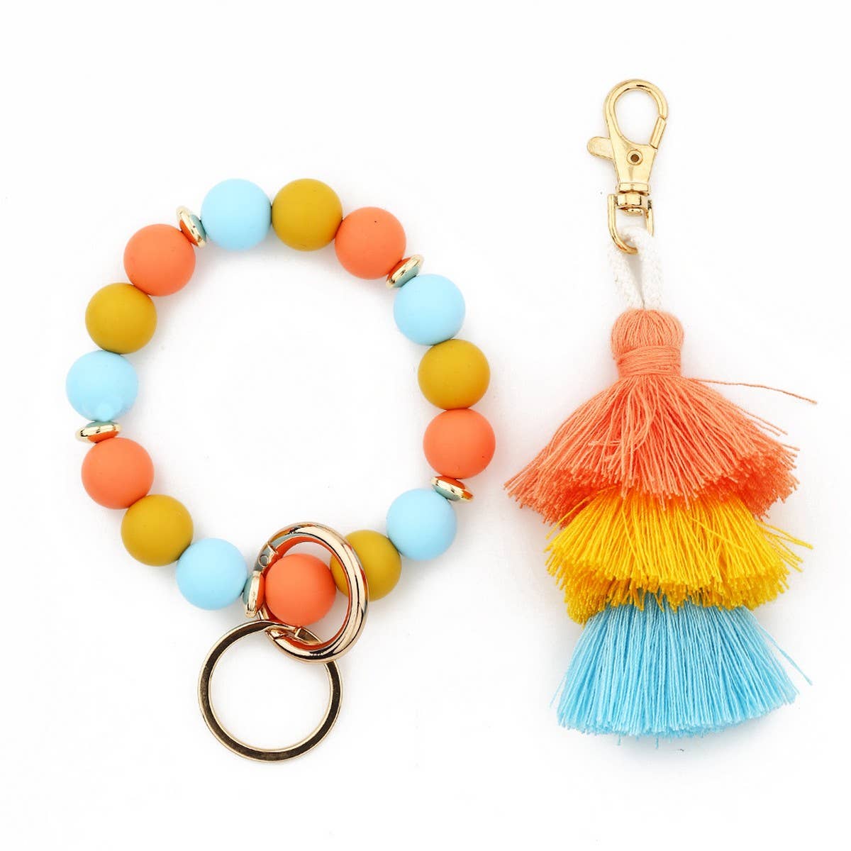 Women??¢s Tassel Silicone Bead Keychain Bracelet_CWAB5029