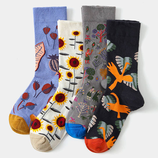 SUNFLOWER GRAPHIC FASHION COTTON SOCKS