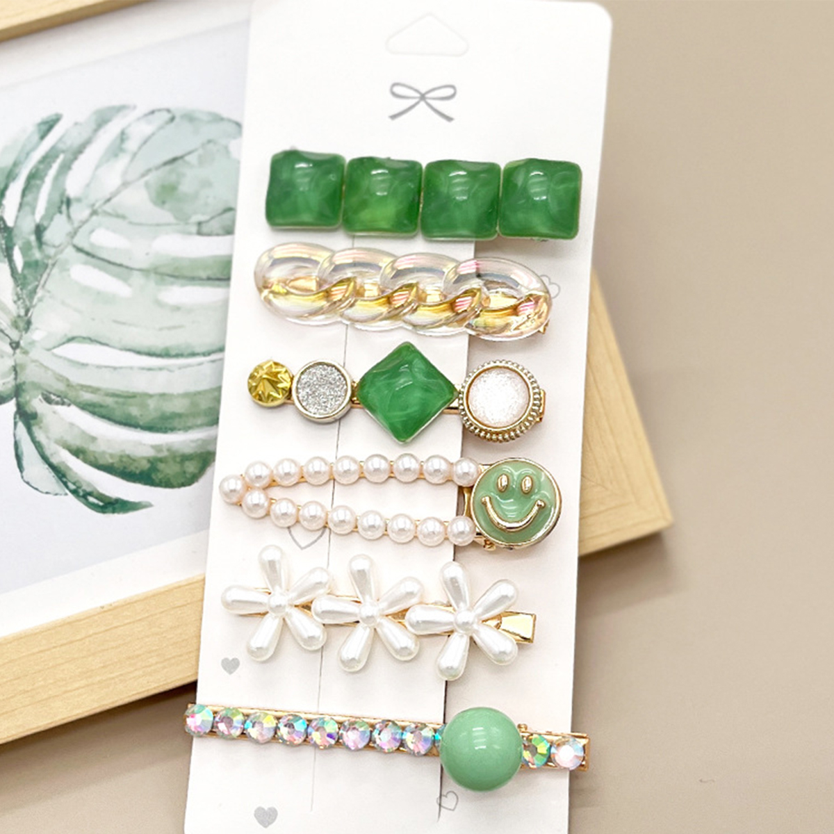 Rhinestone Pearl Hair Clip Set - Elegant Side Pin _CWAHA0159