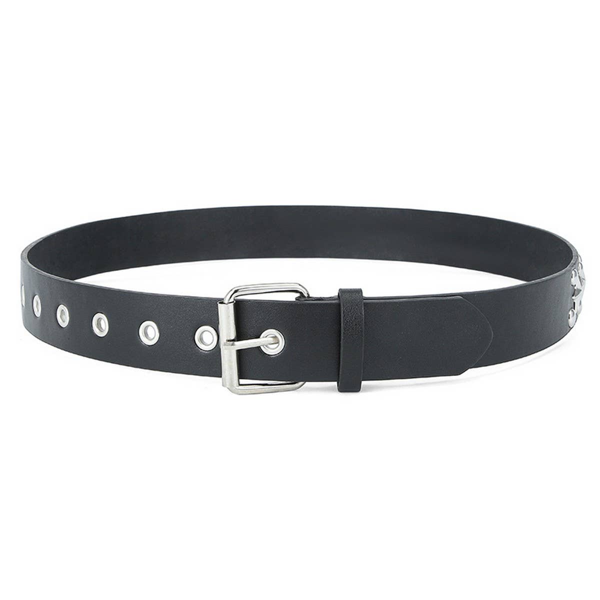 CWABE0380_FIVE-POINTED STAR RIVET STYLE PUNK BELT FOR WOMEN