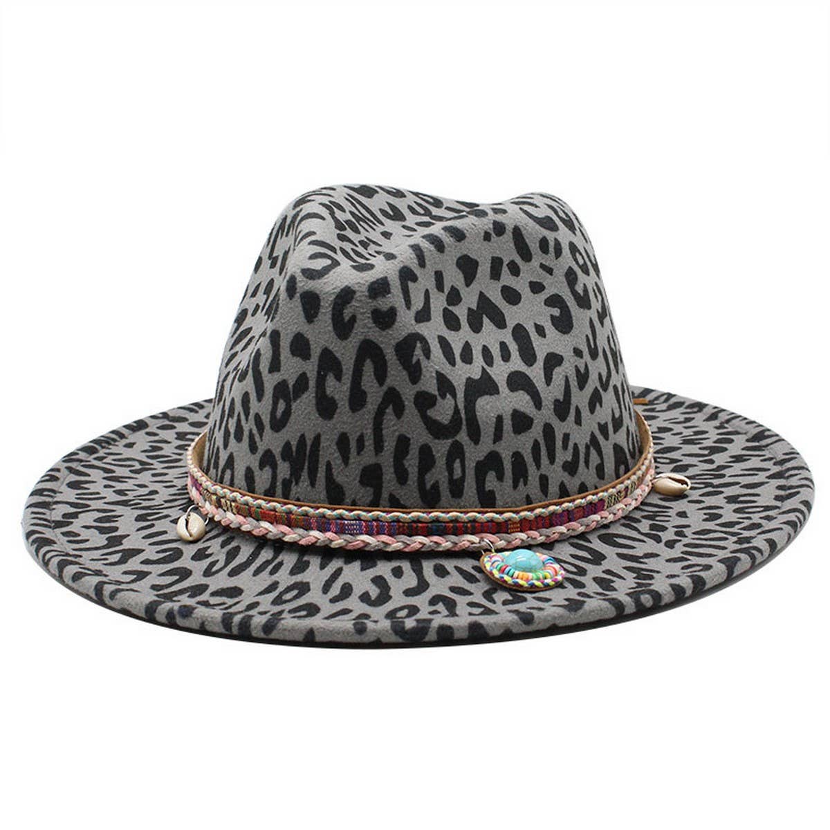 LEOPARD PRINT WOOLEN HAT SAPPHIRE TASSEL JAZZ HAT_CWAH2608