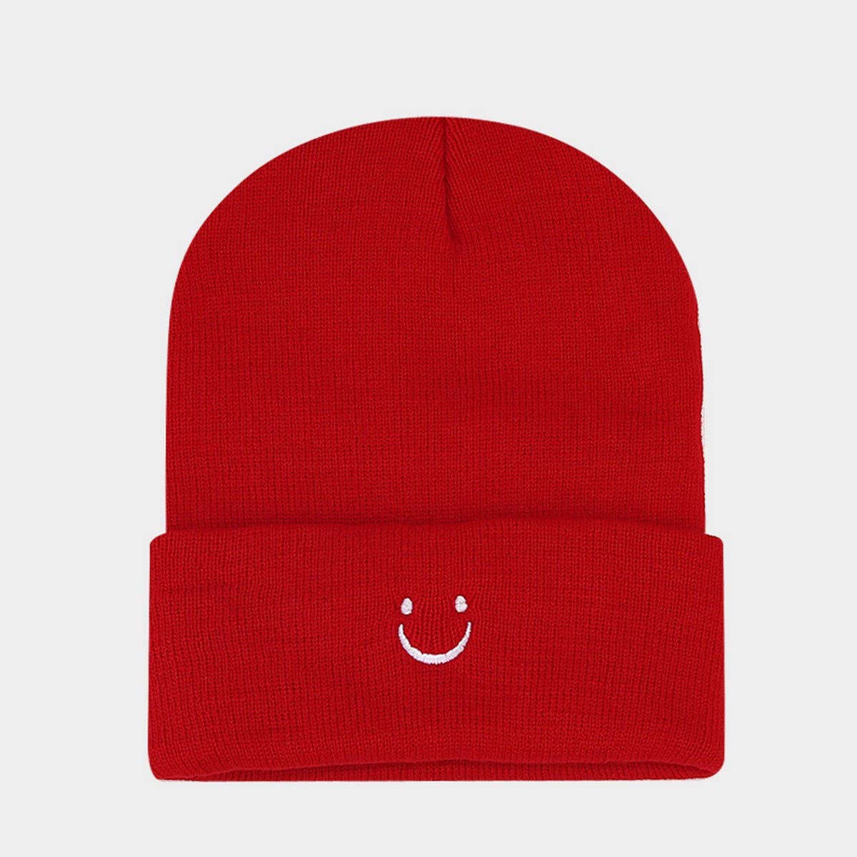 LITTLE SMILEY FACE SIMPLE EMBROIDERED KNITTED HAT_CWAH2070
