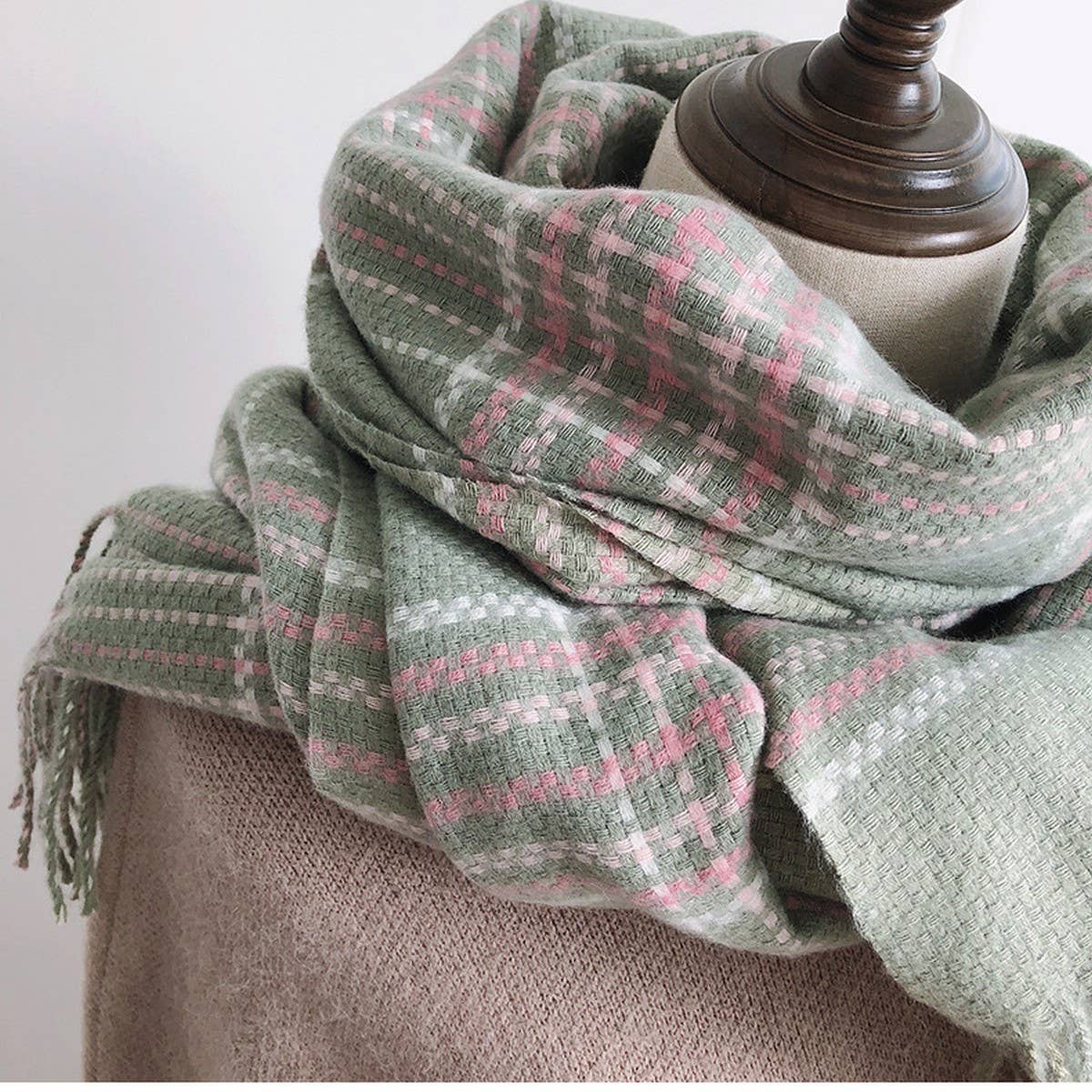Plaid Faux Cashmere Scarf ??Thick Warm Winter Wrap_CWASC1453