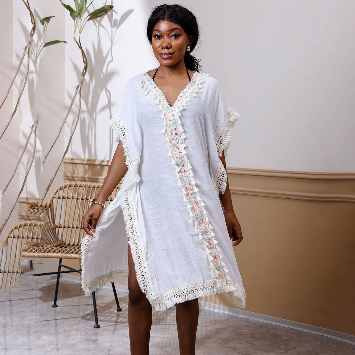 Women??¢s Tassel Beach Cover-Up Dress for Bikini_CWMM6195