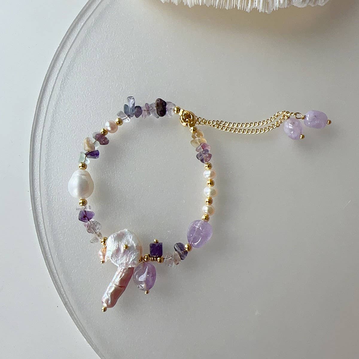 NATURAL STONE PEARL FRENCH NECKLACE BRACELET