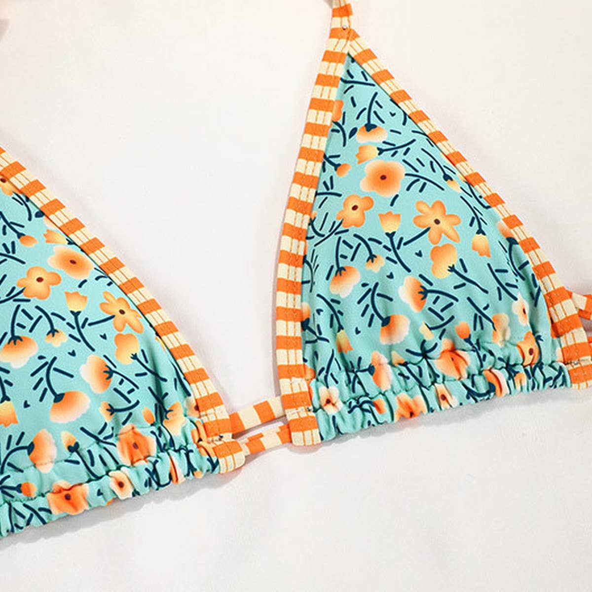CONTRAST PRINT STRAPPY BIKINI SWIMSUIT