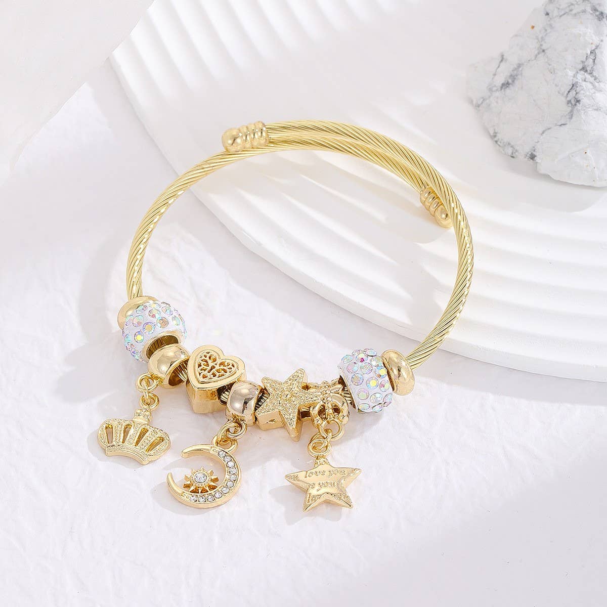 DIY Rhinestone Charm BFF Bracelet in Steel