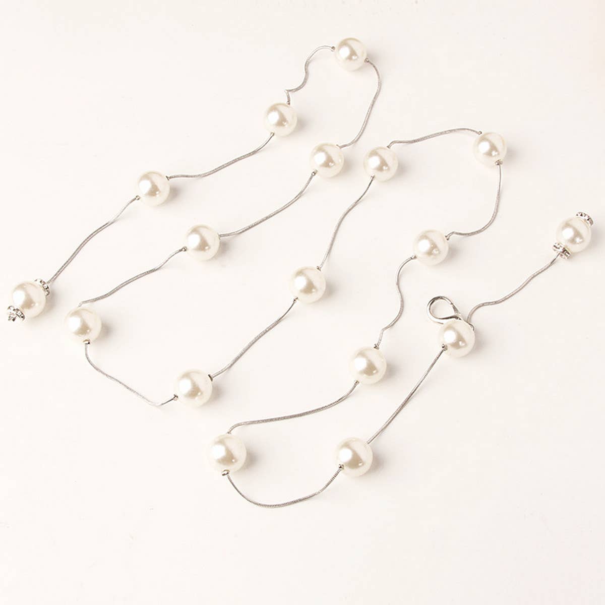 CWABE0928_WOMEN'S PEARL WAIST CHAIN THIN BELT