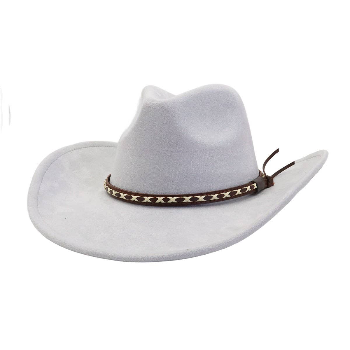 Soft Suede Western Cowboy Fedora Hat Ethnic Style_CWAH04401