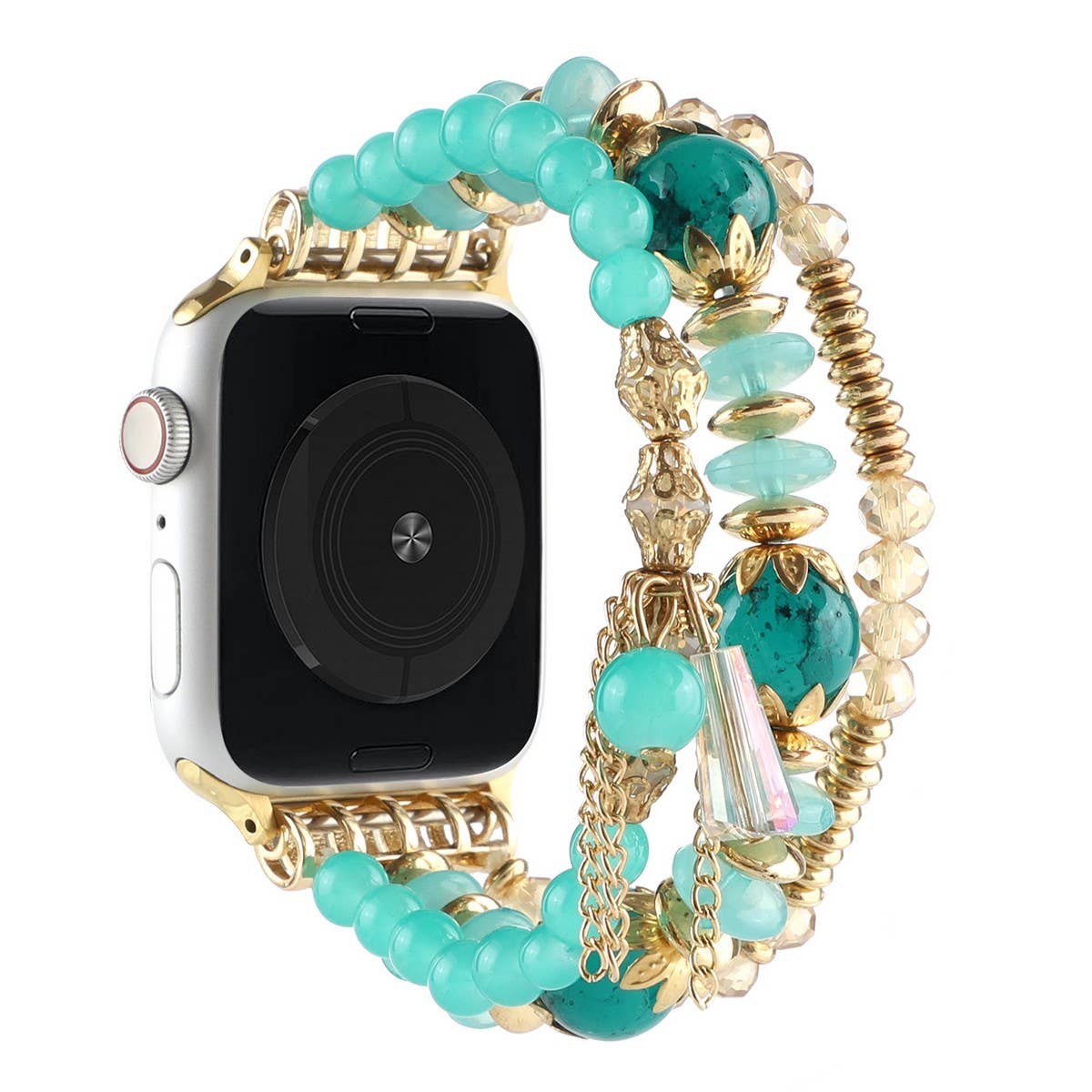 APPLE WATCH 7-1 THREE-ROW PEARL ELASTIC STRAP_CWASC1563