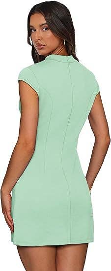 Round-neck tight-fitting short-sleeved dress