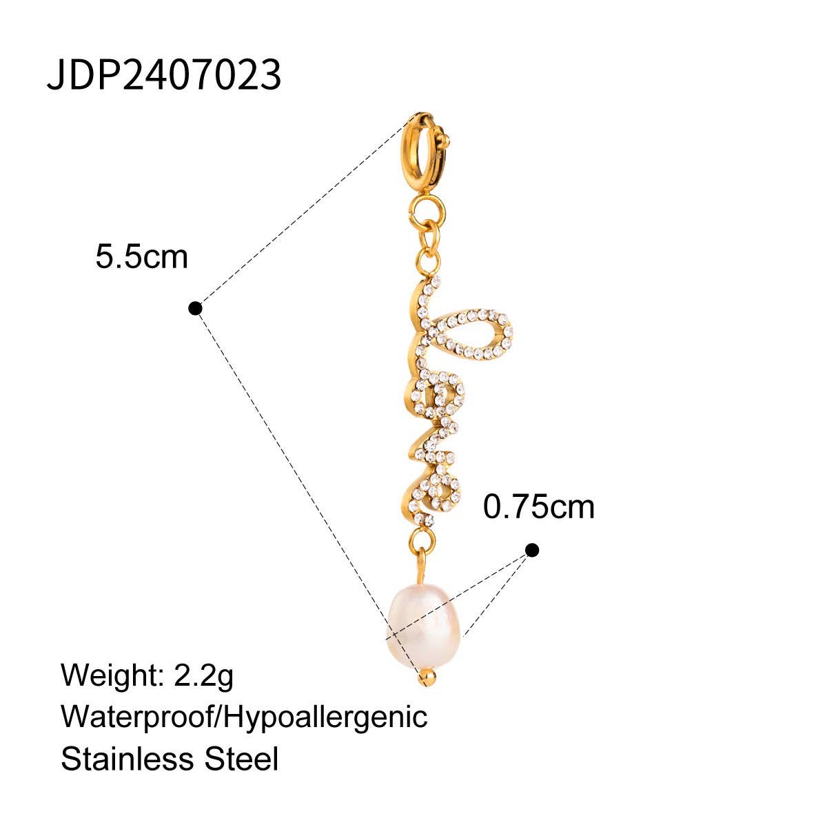 STAINLESS STEEL LETTER WITH DIAMOND DIY PENDANT_CWMM4682