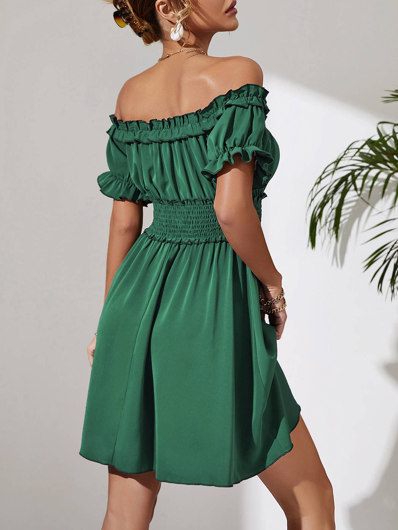 STYLISH ONE-SHOULDER SEXY WAIST SHORT DRESS