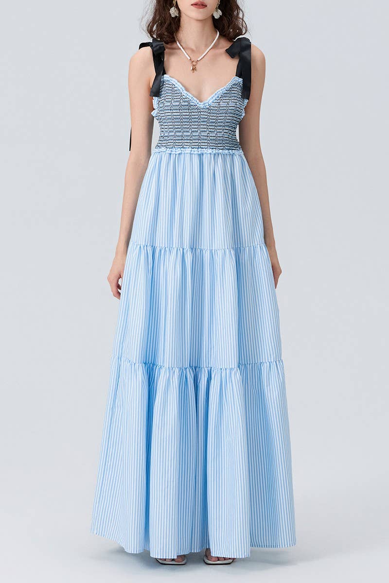 CWDMD5698_SLEEVELESS TIE STRAP BODYCON COMMUTE MAXI DRESS