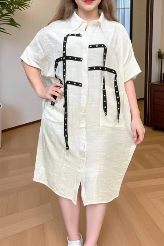 CWDTD00505_2025 WOMEN SHORT SLEEVE LOOSE POLO SHIRT DRESS