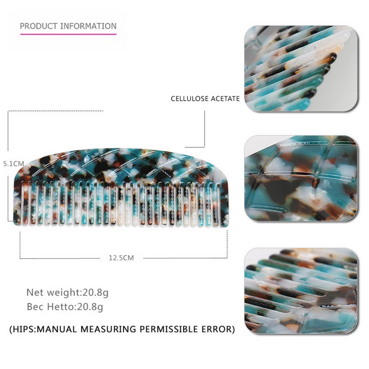 ACETATE SHEET COMB THICK GRADIENT TEETH HAIR COMB_CWAHA4190