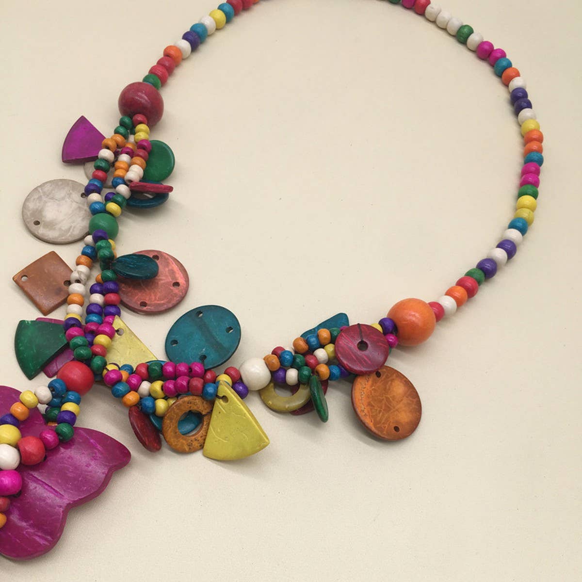 ETHNIC STYLE BUTTERFLY FLOWER COLORFUL NECKLACE