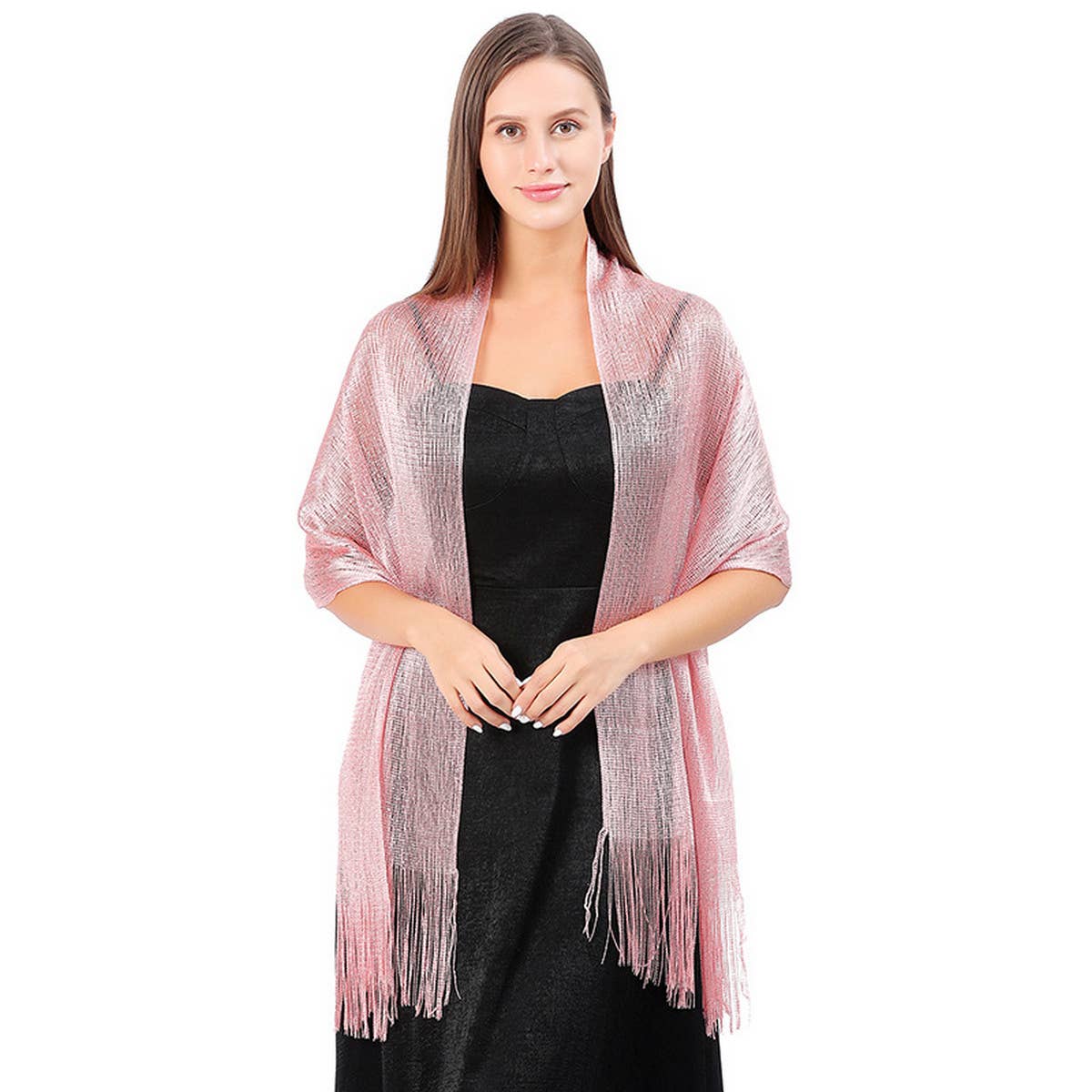FASHIONABLE GOLD AND SILVER SILK SHAWL