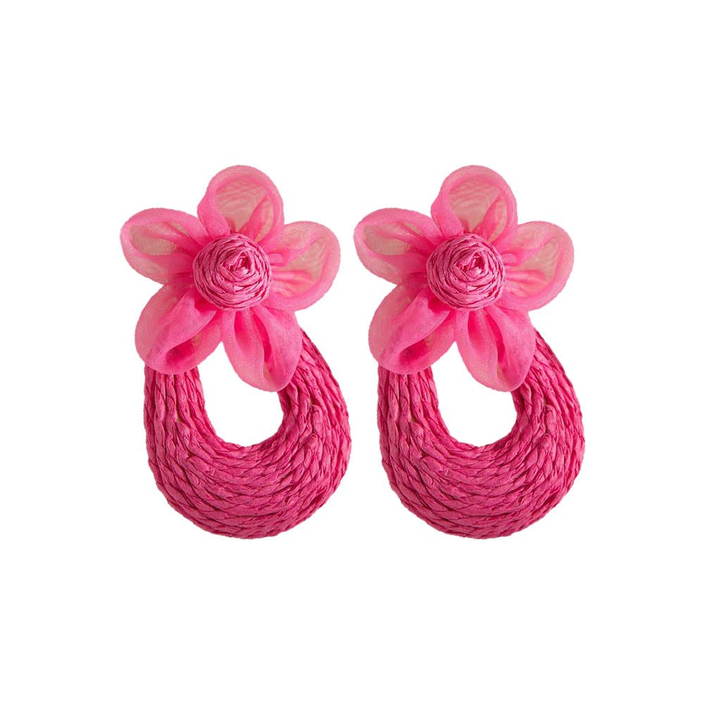 Floral Raffia Mesh Drop Earrings