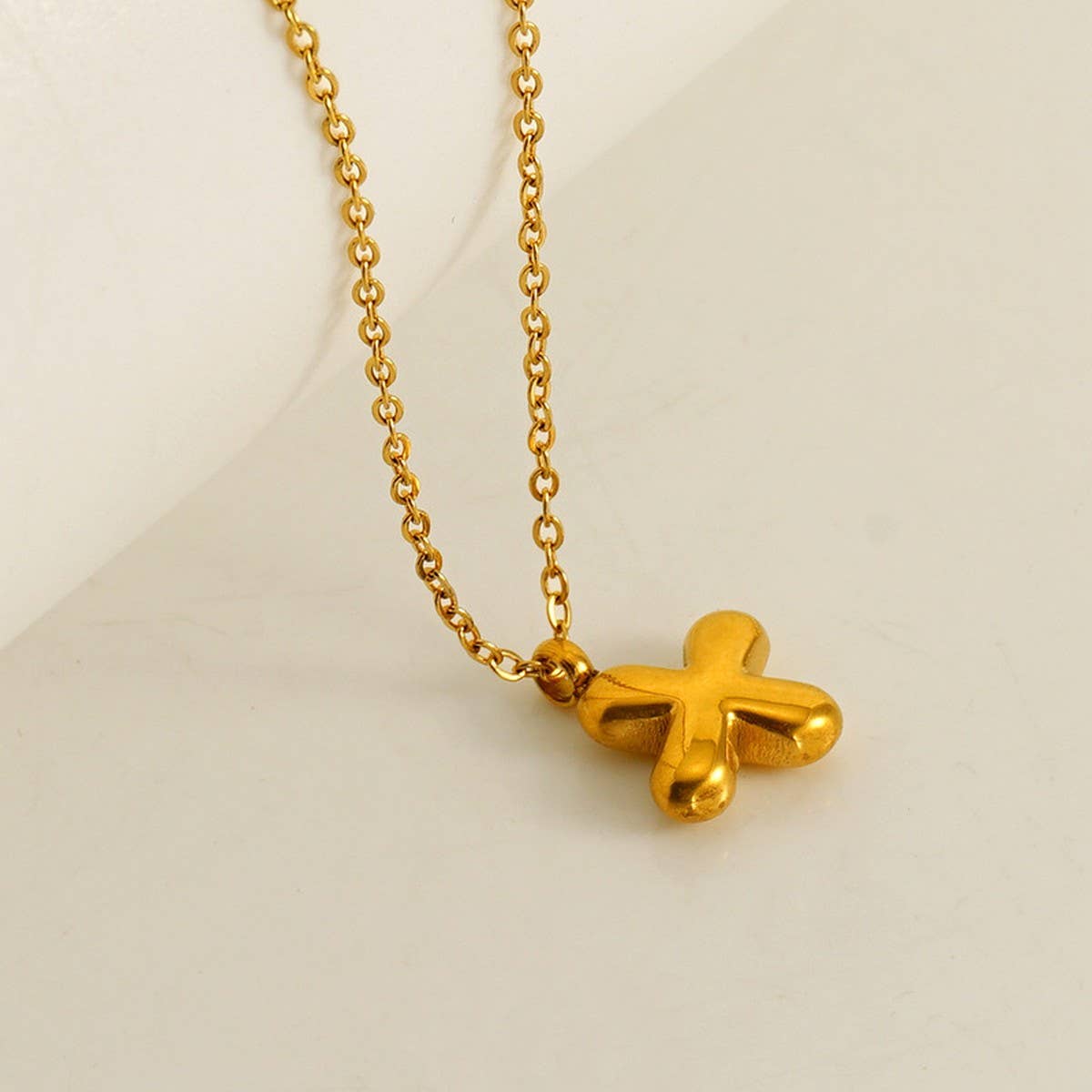 CWAJE1939_Mini Simple Bubble Letter Necklace,Gold