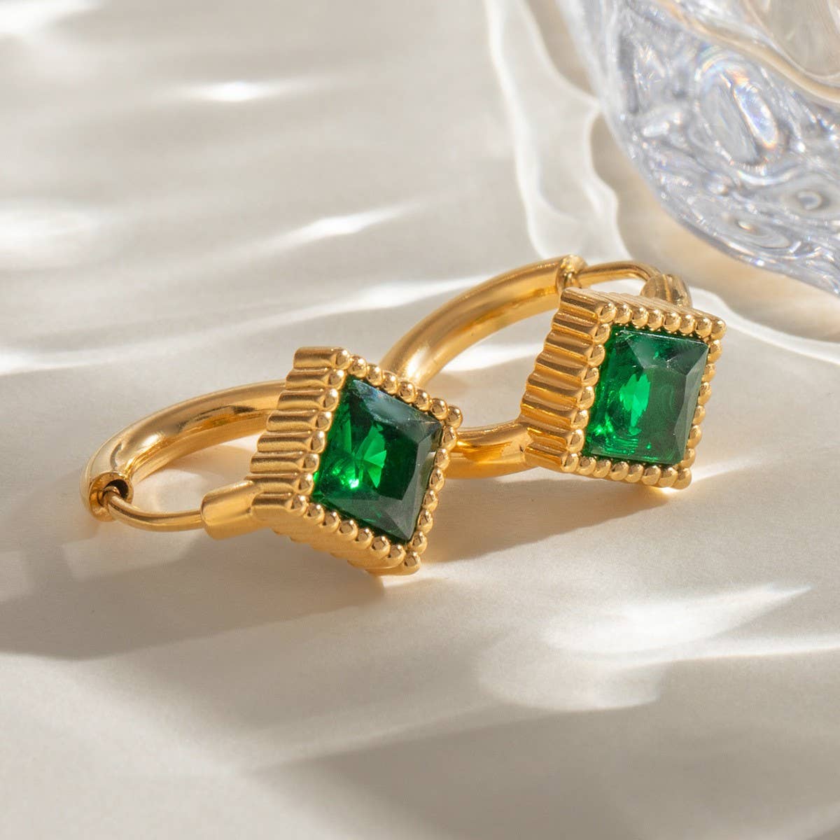 18K GOLD TITANIUM STEEL ZIRCON HIGH-END EARRINGS_CWASC1677