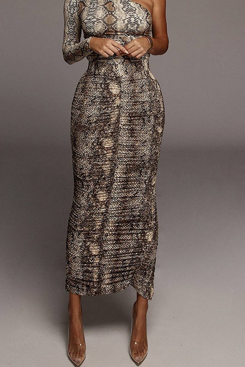 CWBLS0199_BODYCON PLEATED SLIT MIDI SKIRT