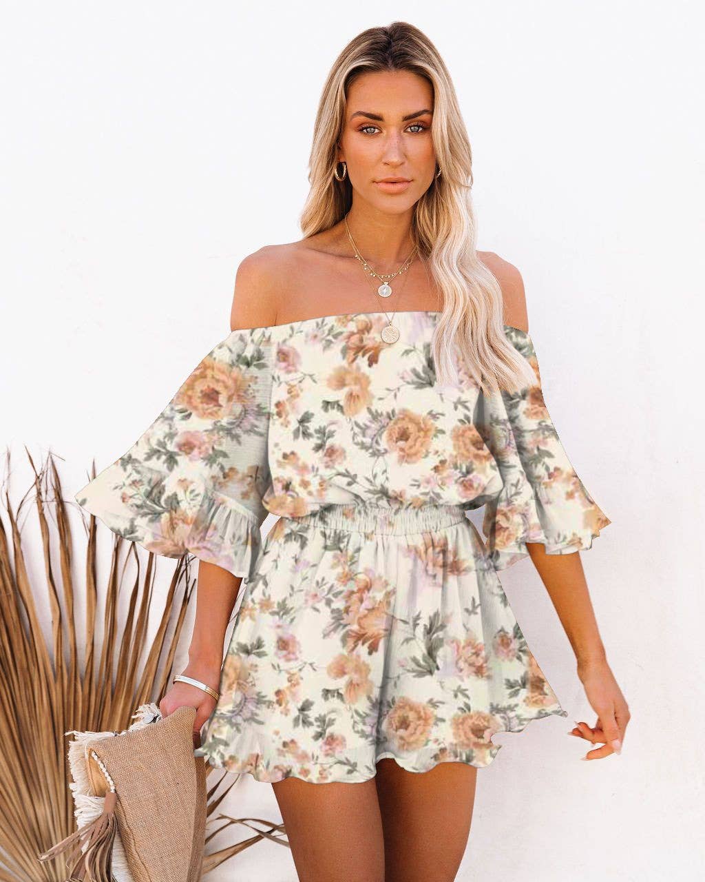 Patchwork short sleeve loose chiffon jumpsuit