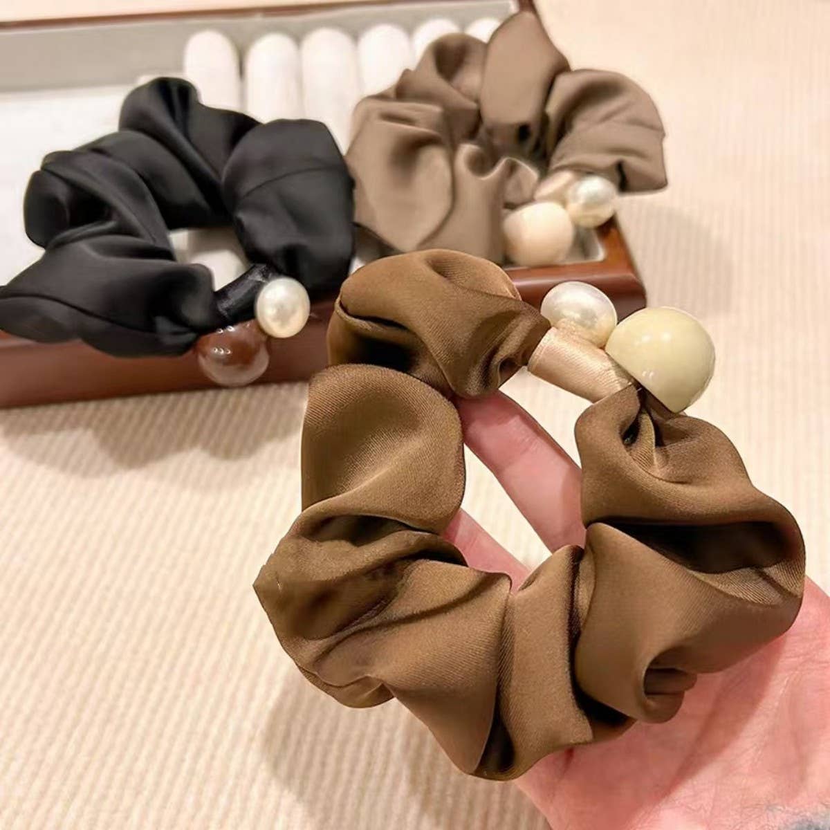 FRENCH FASHION NICHE DESIGN HAIR SCRUNCHIES