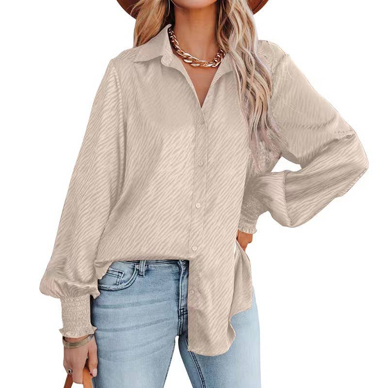 LAPEL BREASTED LOOSE LANTERN LONG-SLEEVED SHIRT
