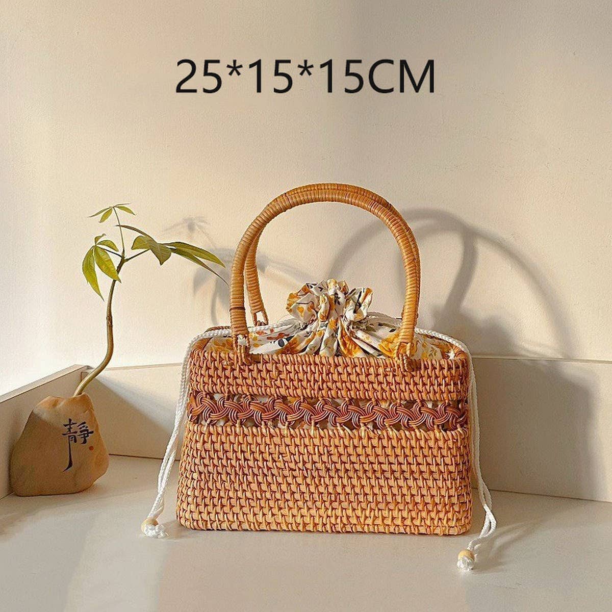 HANDMADE RATTAN BASKET SHELL STORAGE HANDBAG