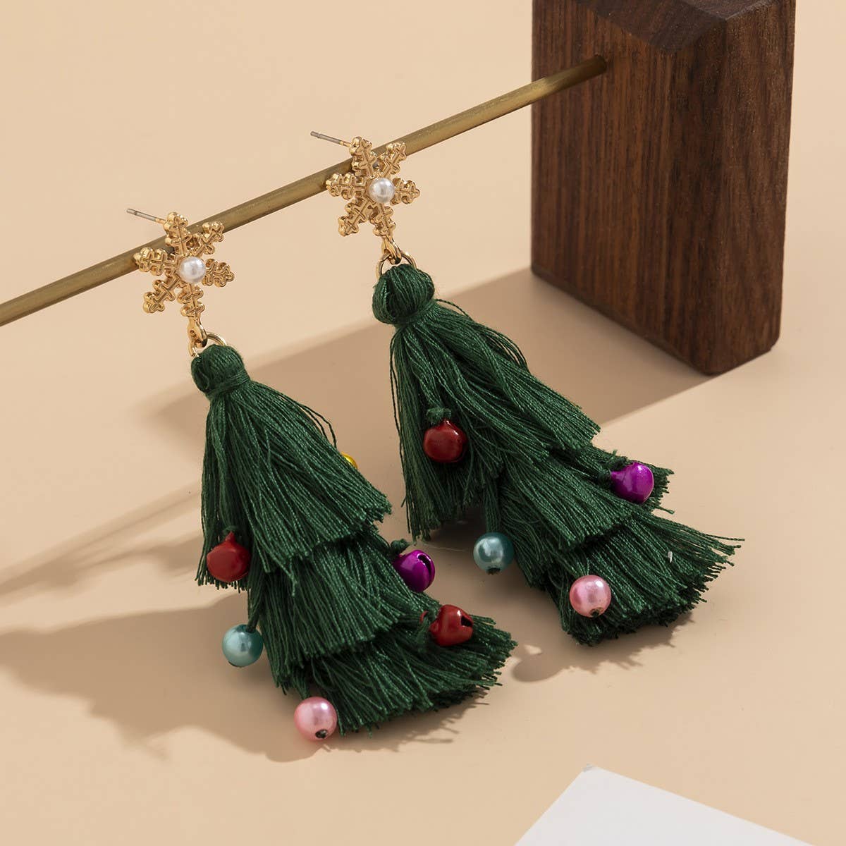 CREATIVE TASSEL CHRISTMAS TREE EARRINGS