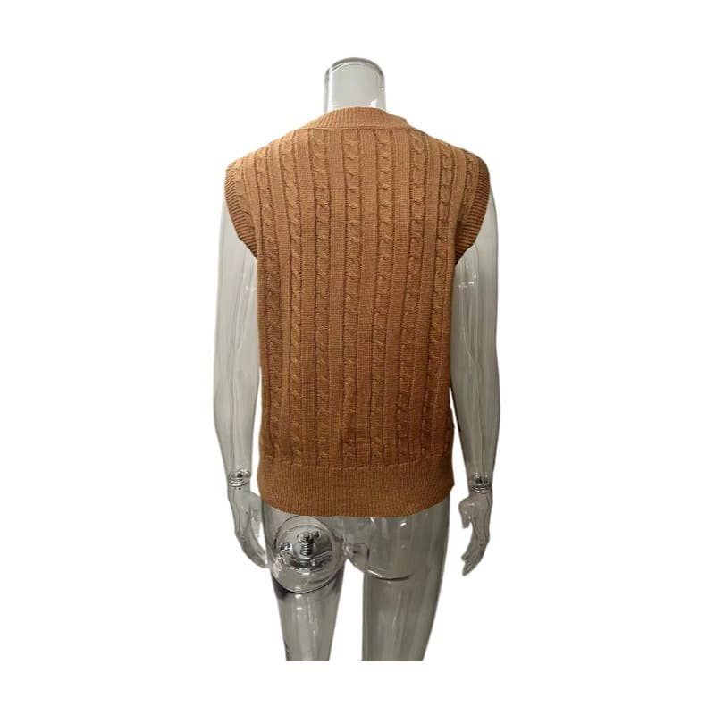 Solid color versatile loose knitted vest