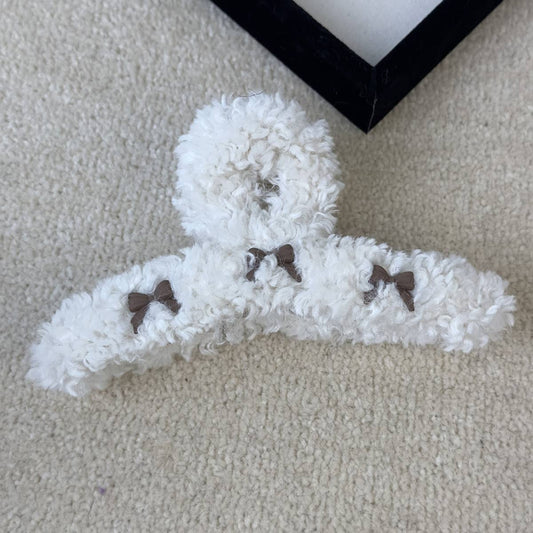DELUXE PLUSH BOW CLIP LARGE STYLE HAIR CLIP