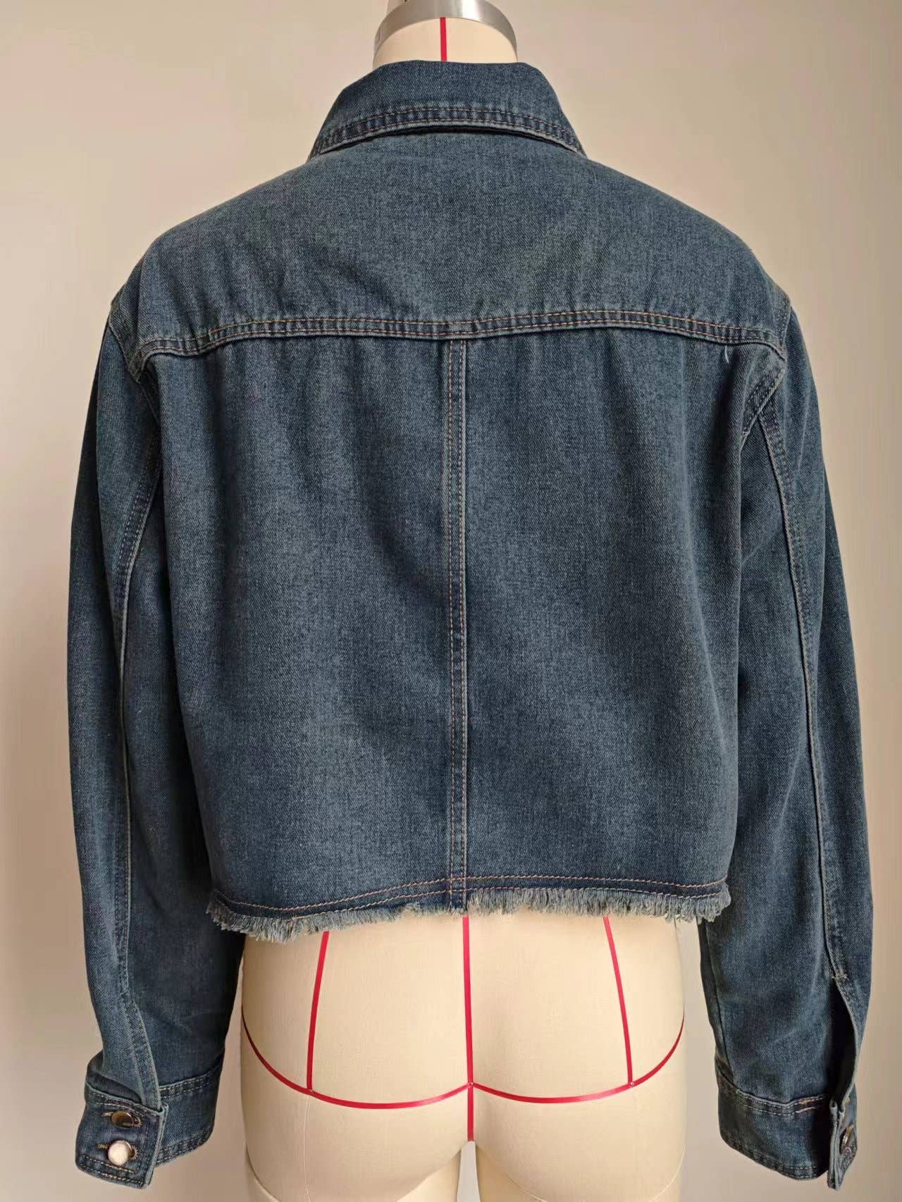 WASHED CASUAL CROPPED DENIM JACKET