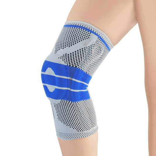 Gray Silicone Pad Knee Brace with Dual Springs