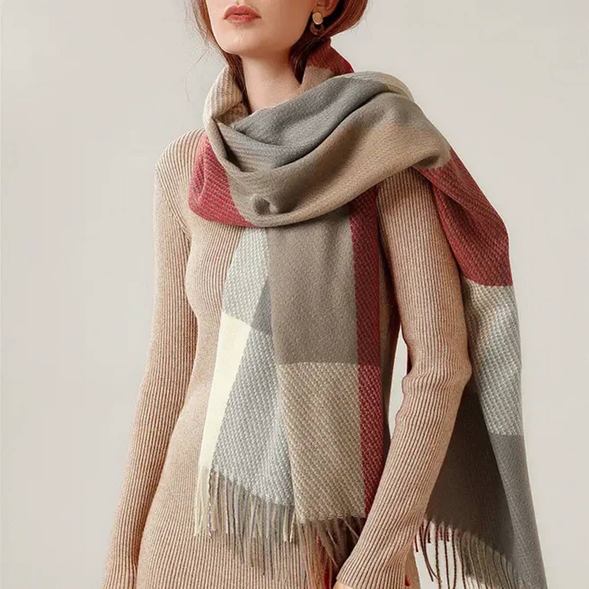 AUTUMN WINTER PLAID  THICK SHAWL SCARF_CWASC0176
