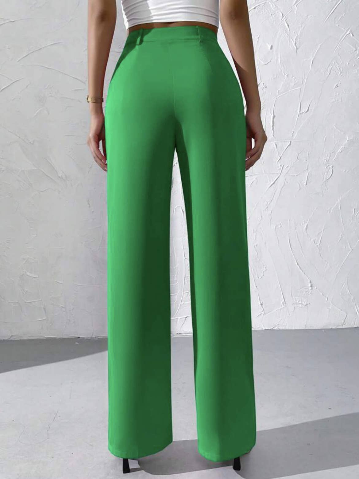 Elegant solid color dangling wide-leg suit pants
