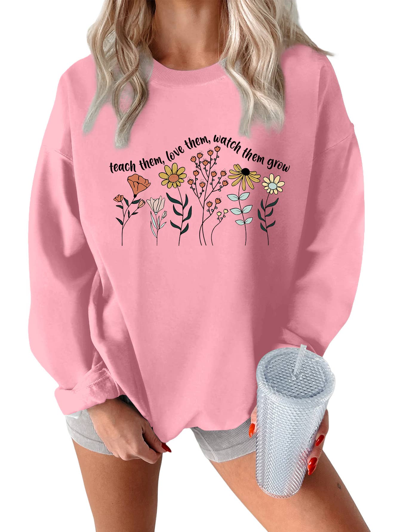 Teach them love printed thickened warm hoodie