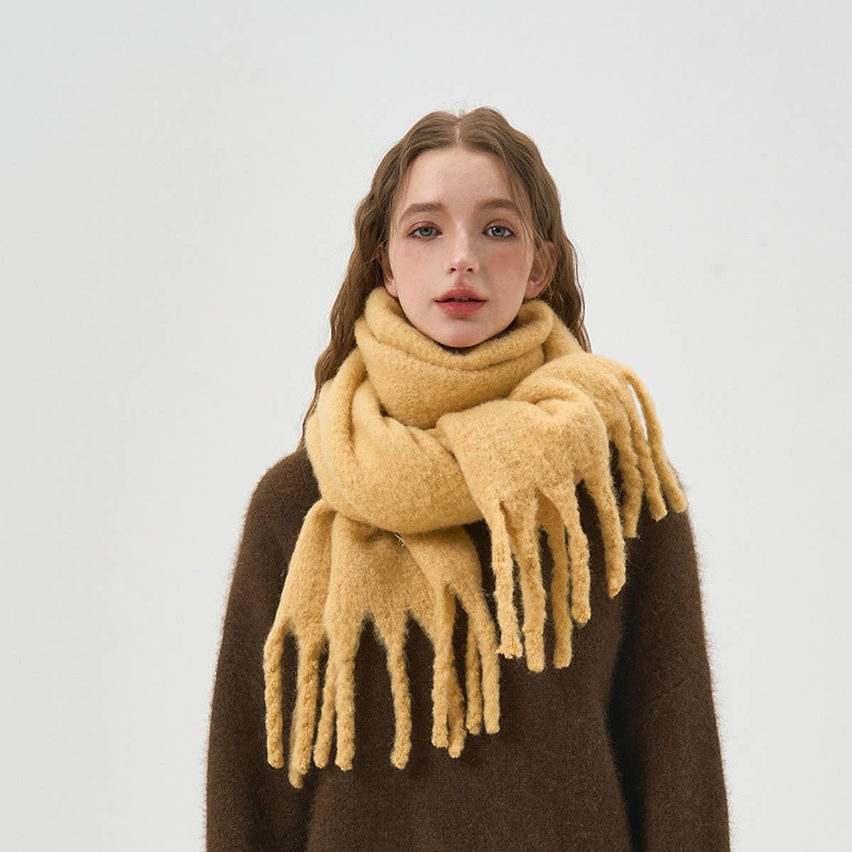 Wool Blend Solid Scarf ??Soft Warm Winter Wrap_CWASC2319