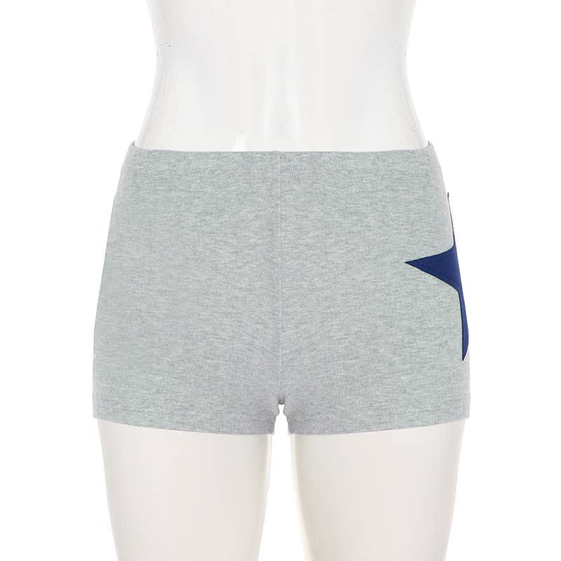 Star contrast sticker sports casual shorts