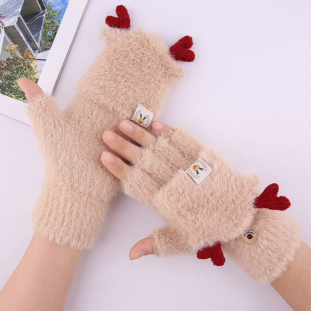 WINTER WOMEN'S HALF FINGER KNITTED THICK GLOVES_CWAG0246