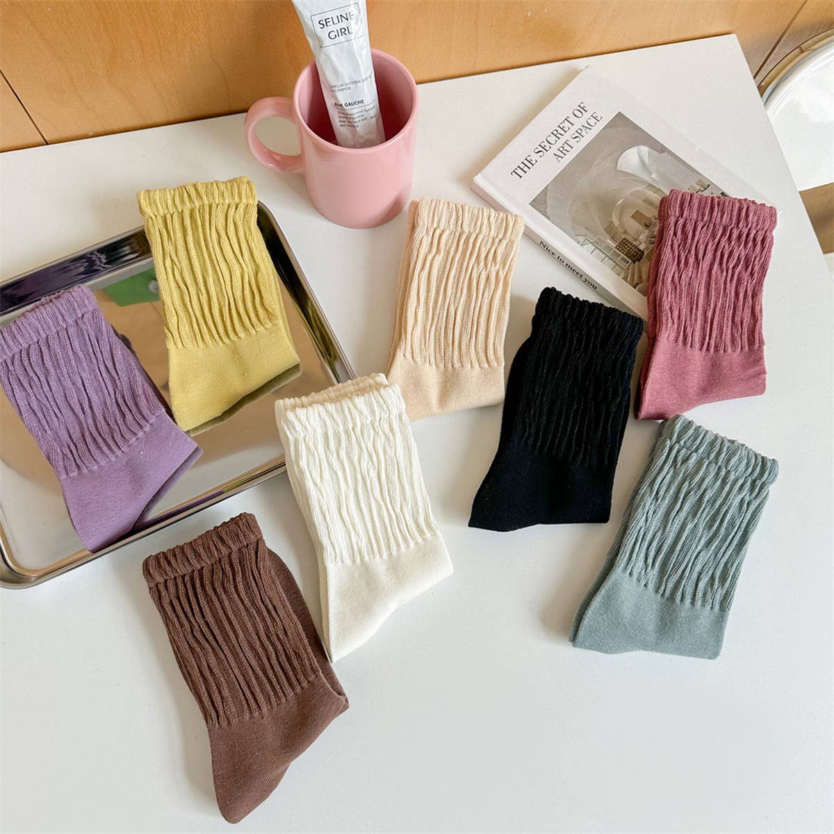 WOMEN SOLID COLOR PILE SOCKS COTTON SOCKS