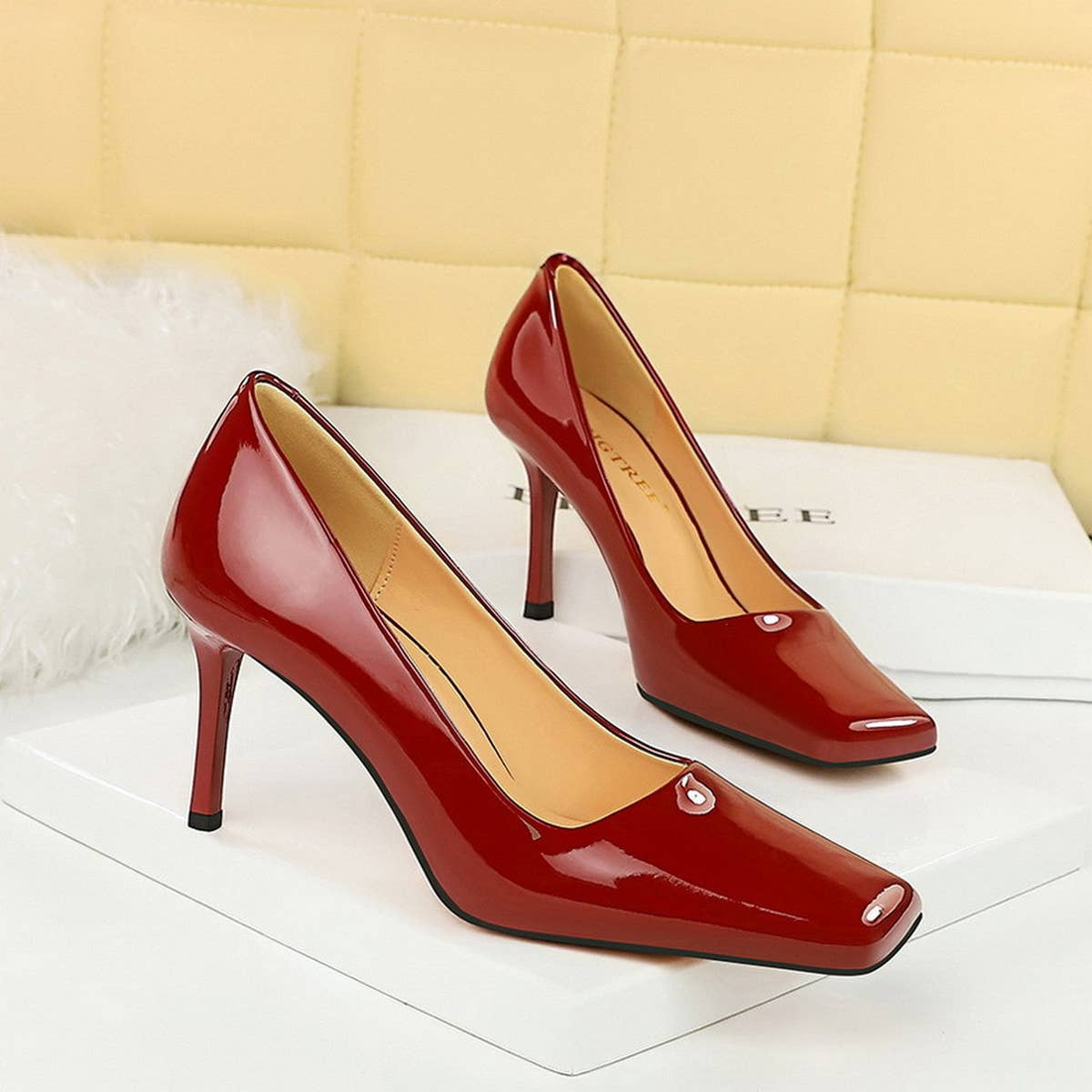 SIMPLE SHALLOW SQUARE TOE HIGH HEELS_CWSHH0113
