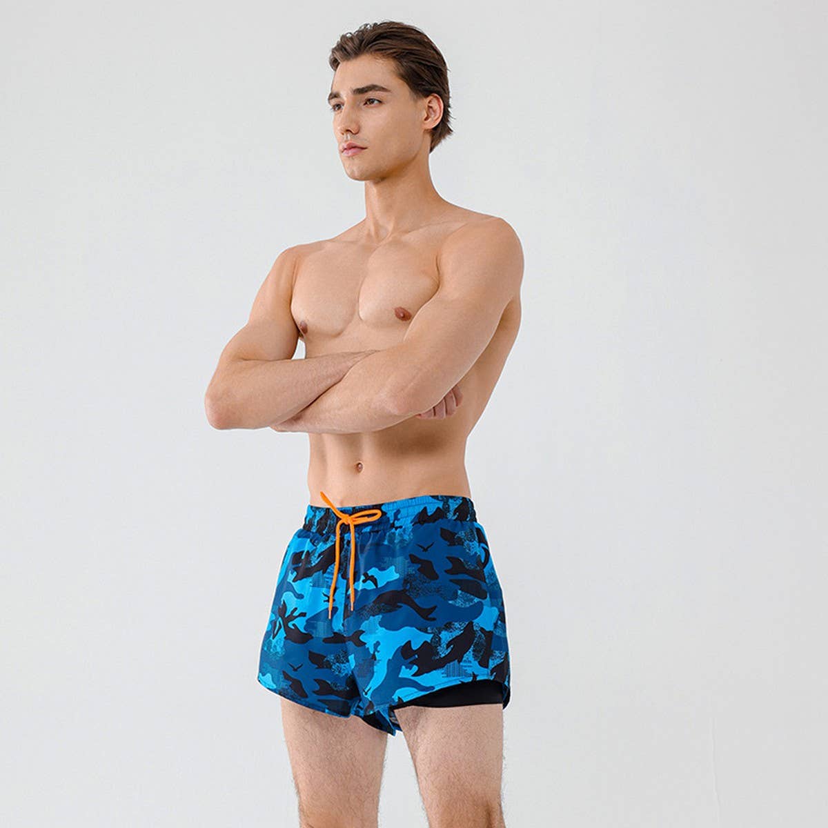 Men's High Waist Quick Dry Swim Trunks Plus Size