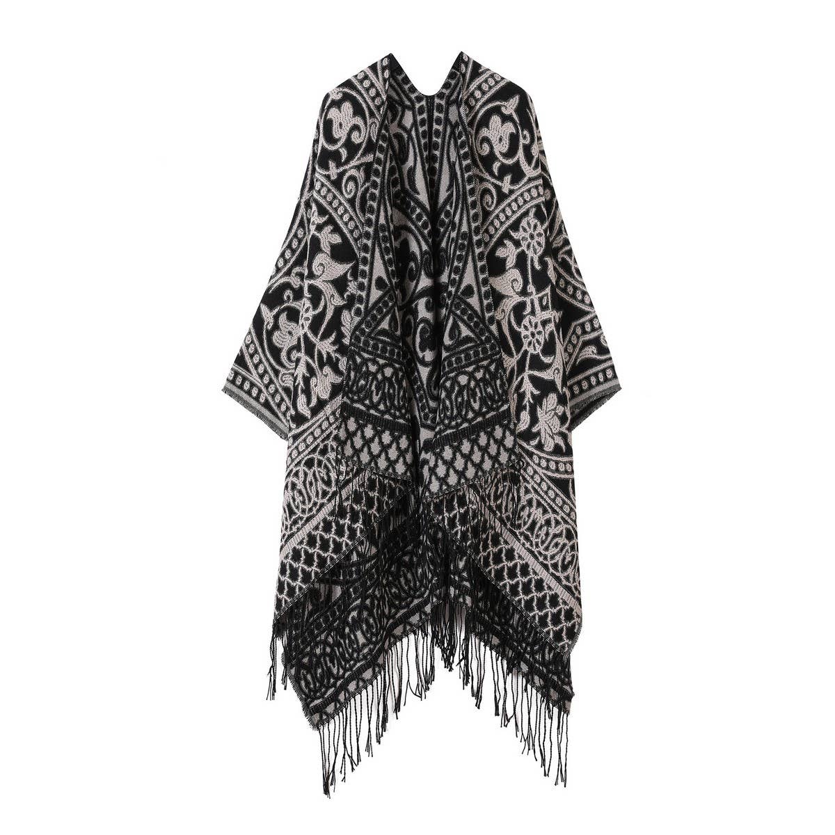 WARM FAUX CASHMERE TASSEL SCARF CAPE SHAWL