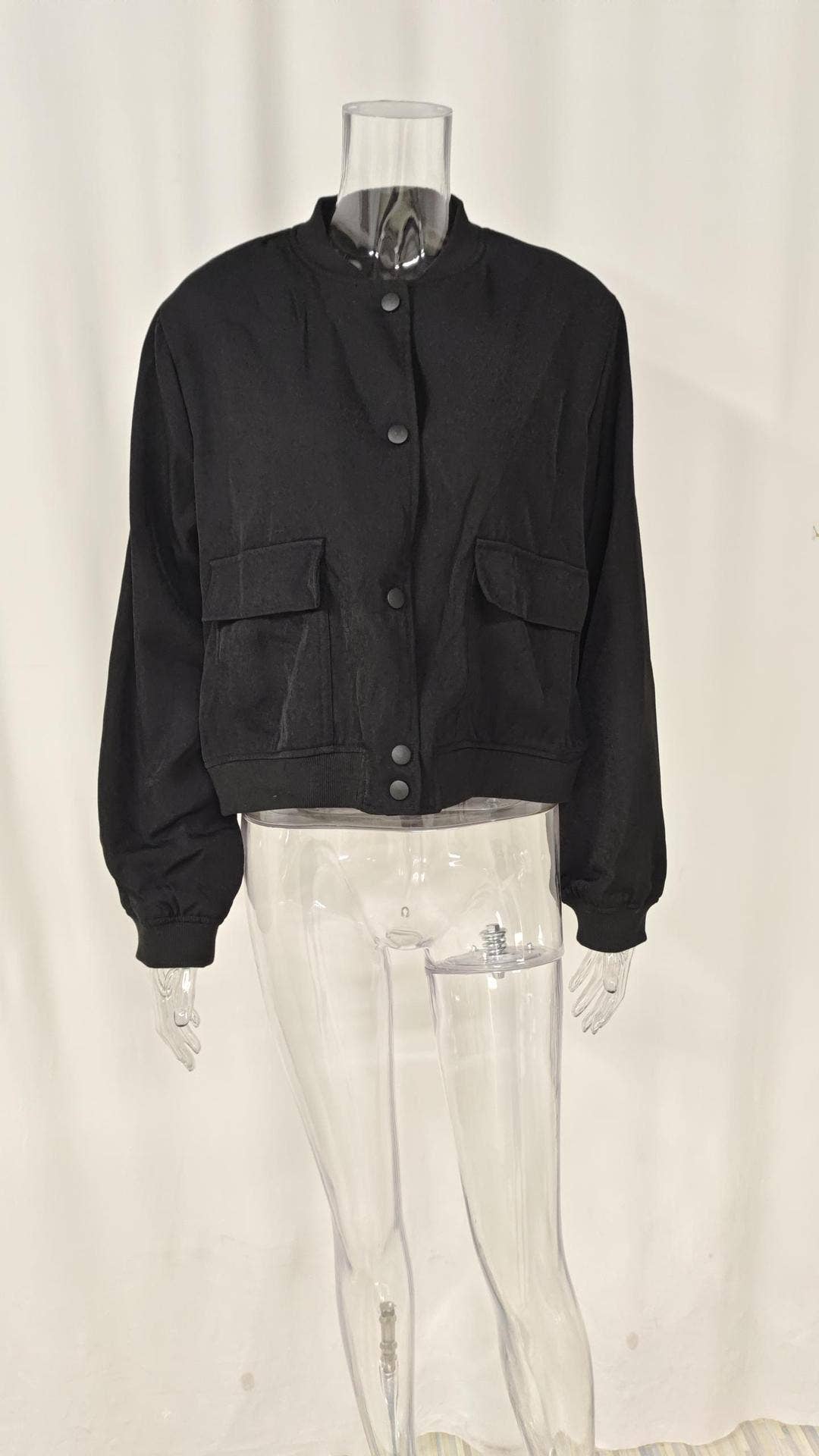 Round-neck single-breasted long-sleeved jacket